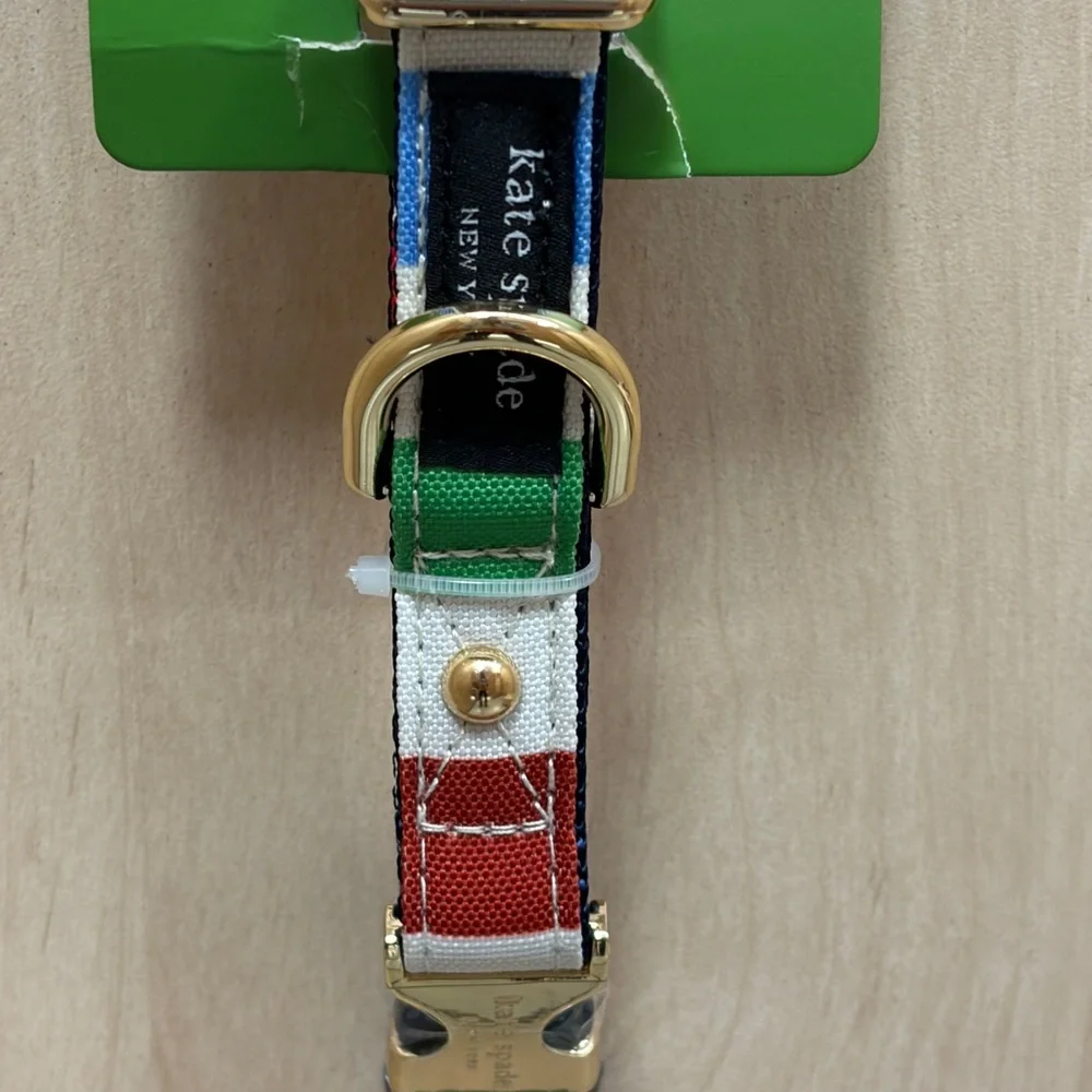 kate spade Kids Stripe Pet Collar in Green, White, Red